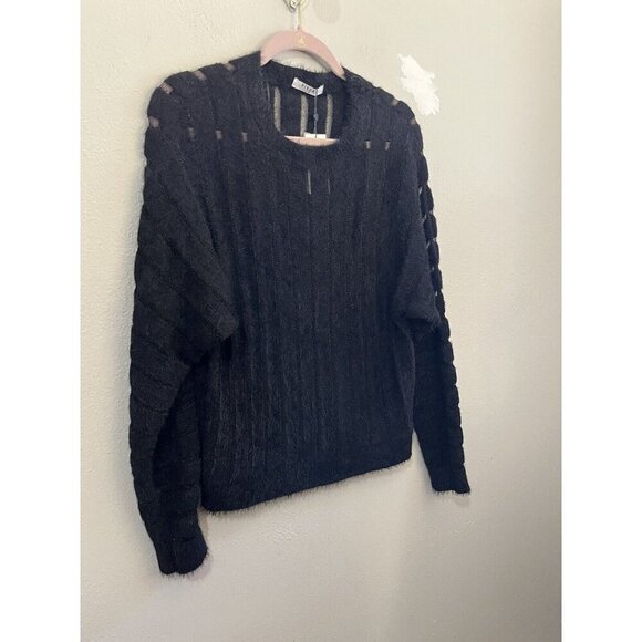 Pieces Eyelash Knit Striped Sheer Size Medium Black - Picture 2 of 11
